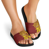 Personalised Tonga High School Slide Sandals THS Tongan Ngatu Pattern - Polynesian Pride