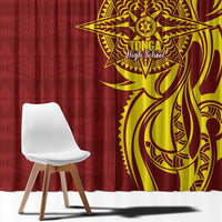 Personalised Tonga High School Window Curtain THS Tongan Ngatu Pattern LT14 - Polynesian Pride