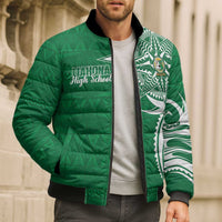 Personalised Liahona - Saineha High School Bomber Puffer Jacket Tongan Ngatu Pattern - Polynesian Pride