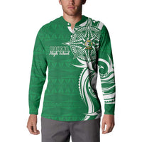 Personalised Liahona - Saineha High School Button Sweatshirt Tongan Ngatu Pattern - Polynesian Pride