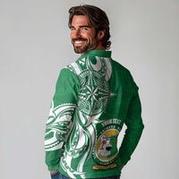 Personalised Liahona - Saineha High School Long Sleeve Polo Shirt Tongan Ngatu Pattern - Polynesian Pride