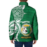 Personalised Liahona - Saineha High School Padded Jacket Tongan Ngatu Pattern - Polynesian Pride