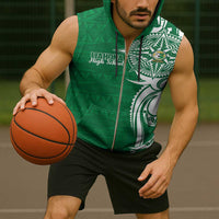 Personalised Liahona - Saineha High School Sleeveless Zip Hoodie Tongan Ngatu Pattern - Polynesian Pride