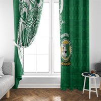 Personalised Liahona - Saineha High School Window Curtain Tongan Ngatu Pattern LT14 - Polynesian Pride