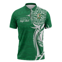 Personalised Liahona - Saineha High School Zipper Polo Shirt Tongan Ngatu Pattern - Polynesian Pride
