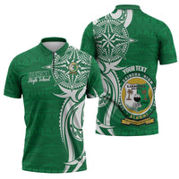 Personalised Liahona - Saineha High School Zipper Polo Shirt Tongan Ngatu Pattern - Polynesian Pride