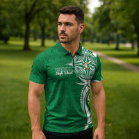 Personalised Liahona - Saineha High School Zipper Polo Shirt Tongan Ngatu Pattern - Polynesian Pride