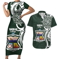 Personalised Tonga Takuilau College Couples Matching Short Sleeve Bodycon Dress and Hawaiian Shirt Est 1975 Tongan Ngatu Pattern - Polynesian Pride