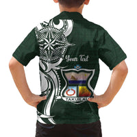 Personalised Tonga Takuilau College Family Matching Off The Shoulder Long Sleeve Dress and Hawaiian Shirt Est 1975 Tongan Ngatu Pattern - Polynesian Pride