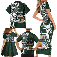 Personalised Tonga Takuilau College Family Matching Short Sleeve Bodycon Dress and Hawaiian Shirt Est 1975 Tongan Ngatu Pattern - Polynesian Pride