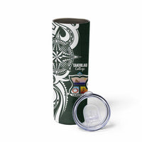 Personalised Tonga Takuilau College Skinny Tumbler Est 1975 Tongan Ngatu Pattern LT14 - Polynesian Pride