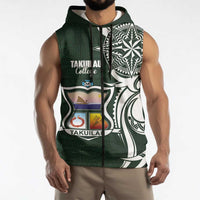 Personalised Tonga Takuilau College Sleeveless Zip Hoodie Est 1975 Tongan Ngatu Pattern LT14 - Polynesian Pride