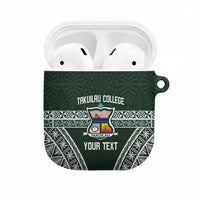 Personalised Tonga Takuilau College AirPods Case 50th Anniversary Ngatu Kupesi LT14 Green - Polynesian Pride