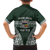 Personalised Tonga Takuilau College Family Matching Off Shoulder Maxi Dress and Hawaiian Shirt 50th Anniversary Ngatu Kupesi - Polynesian Pride