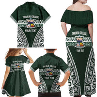 Personalised Tonga Takuilau College Family Matching Off Shoulder Maxi Dress and Hawaiian Shirt 50th Anniversary Ngatu Kupesi - Polynesian Pride