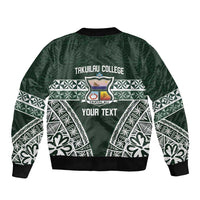 Personalised Tonga Takuilau College Sleeve Zip Bomber Jacket 50th Anniversary Ngatu Kupesi LT14 - Polynesian Pride