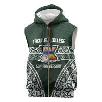 Personalised Tonga Takuilau College Sleeveless Zip Hoodie 50th Anniversary Ngatu Kupesi - Polynesian Pride