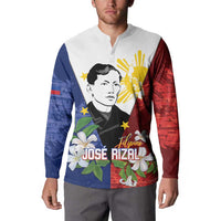 Philippines Rizal Day Button Sweatshirt Filipino Sampaguita Grunge Style - Polynesian Pride