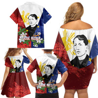 Philippines Rizal Day Family Matching Off Shoulder Short Dress and Hawaiian Shirt Filipino Sampaguita Grunge Style - Polynesian Pride