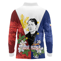 Philippines Rizal Day Long Sleeve Polo Shirt Filipino Sampaguita Grunge Style - Polynesian Pride