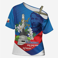 Philippines Rizal Day Cross Shoulder Shirt Filipino Motto Stella Polynesian Pattern - Polynesian Pride