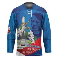 Philippines Rizal Day Hockey Jersey Filipino Motto Stella Polynesian Pattern LT14 Unisex Blue - Polynesian Pride