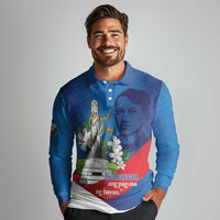 Philippines Rizal Day Long Sleeve Polo Shirt Filipino Motto Stella Polynesian Pattern - Polynesian Pride