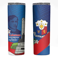 Philippines Rizal Day Skinny Tumbler Filipino Motto Stella Polynesian Pattern LT14 Blue - Polynesian Pride
