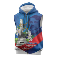 Philippines Rizal Day Sleeveless Zip Hoodie Filipino Motto Stella Polynesian Pattern LT14 Blue - Polynesian Pride