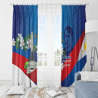 Philippines Rizal Day Window Curtain Filipino Motto Stella Polynesian Pattern LT14 - Polynesian Pride