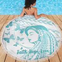 Polynesia Cervical Cancer Awareness Month Beach Blanket Polynesian Women Faith Hope Love! LT14 - Polynesian Pride