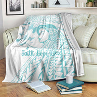 Polynesia Cervical Cancer Awareness Month Blanket Polynesian Women Faith Hope Love! LT14 White - Polynesian Pride