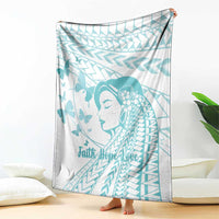 Polynesia Cervical Cancer Awareness Month Blanket Polynesian Women Faith Hope Love! LT14 - Polynesian Pride