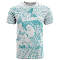 Polynesia Cervical Cancer Awareness Month T Shirt Polynesian Women Faith Hope Love! LT14 White - Polynesian Pride