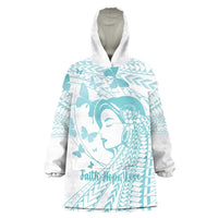 Polynesia Cervical Cancer Awareness Month Wearable Blanket Hoodie Polynesian Women Faith Hope Love! LT14 One Size White - Polynesian Pride