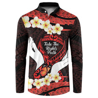 Polynesia AIDS Awareness Month Button Sweatshirt Take The Rights Path Polynesian Pattern LT14 Red - Polynesian Pride
