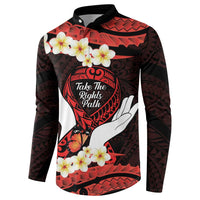Polynesia AIDS Awareness Month Button Sweatshirt Take The Rights Path Polynesian Pattern LT14 - Polynesian Pride