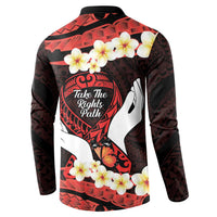 Polynesia AIDS Awareness Month Button Sweatshirt Take The Rights Path Polynesian Pattern LT14 - Polynesian Pride