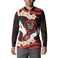Polynesia AIDS Awareness Month Button Sweatshirt Take The Rights Path Polynesian Pattern LT14 - Polynesian Pride