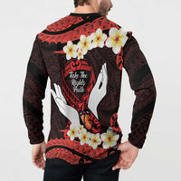 Polynesia AIDS Awareness Month Button Sweatshirt Take The Rights Path Polynesian Pattern LT14 - Polynesian Pride