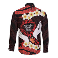 Polynesia AIDS Awareness Month Long Sleeve Button Shirt Take The Rights Path Polynesian Pattern