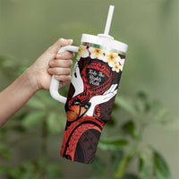 Polynesia AIDS Awareness Month Tumbler With Handle Take The Rights Path Polynesian Pattern LT14 - Polynesian Pride