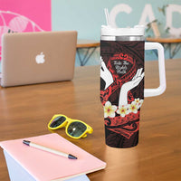 Polynesia AIDS Awareness Month Tumbler With Handle Take The Rights Path Polynesian Pattern LT14 - Polynesian Pride