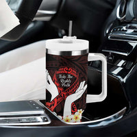 Polynesia AIDS Awareness Month Tumbler With Handle Take The Rights Path Polynesian Pattern LT14 - Polynesian Pride