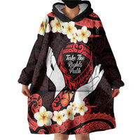 Polynesia AIDS Awareness Month Wearable Blanket Hoodie Take The Rights Path Polynesian Pattern LT14 - Polynesian Pride