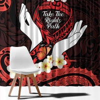 Polynesia AIDS Awareness Month Window Curtain Take The Rights Path Polynesian Pattern LT14 - Polynesian Pride