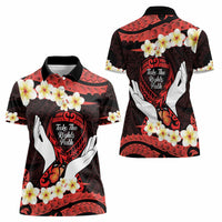 Polynesia AIDS Awareness Month Women Polo Shirt Take The Rights Path Polynesian Pattern