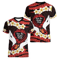 Polynesia AIDS Awareness Month Women V-Neck T-Shirt Take The Rights Path Polynesian Pattern LT14 - Polynesian Pride