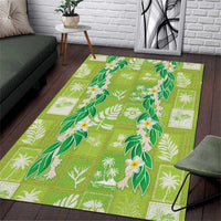 Aloha Hawaii Tuberose Lei Area Rug Tropical Vibes Green Color - Polynesian Pride