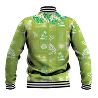 Aloha Hawaii Tuberose Lei Baseball Jacket Tropical Vibes Green Color - Polynesian Pride